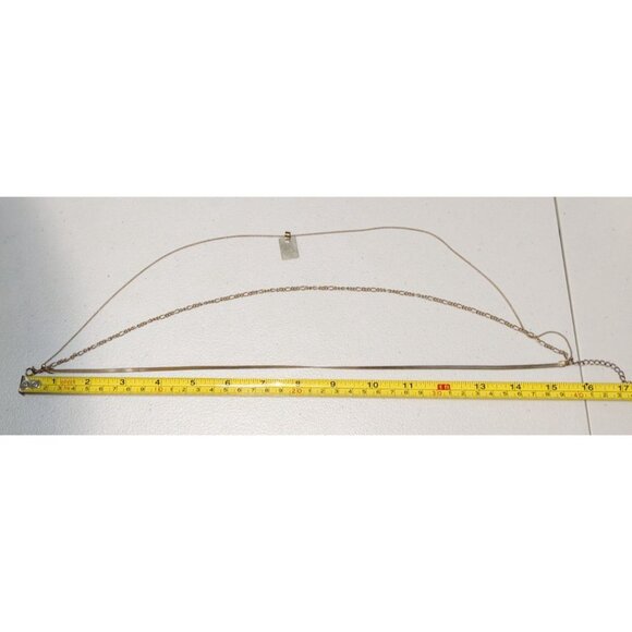 Layered Gold/Copper-Tone Necklace with Rectangular Pendant & Adjustable Chain - Picture 4 of 9